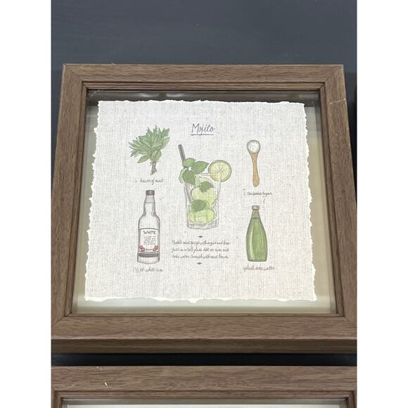 Set of 6 Classic Cocktail Recipe Shadow Box Wall Art - Picture 2 of 9